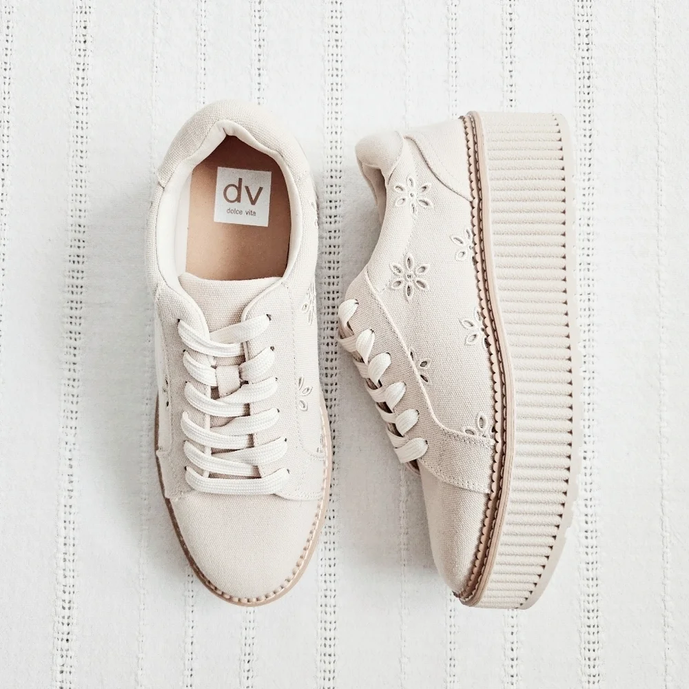 DV By Dolce Vita Canvas Eyelet Chunky Platform Lace Up Sneakers Shoes 8 Brin NEW - Picture 13 of 14